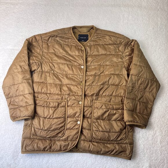 Everlane ReNew Channeled Liner Jacket Ochre Tan Brown Medium